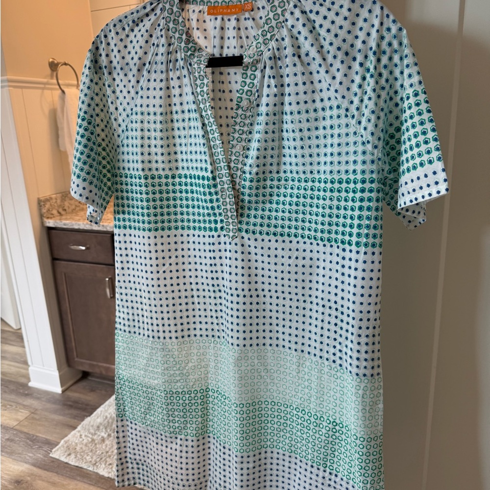 Oliphant White and Green Patterned dress